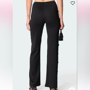 Edikted small black flare pants with ring details